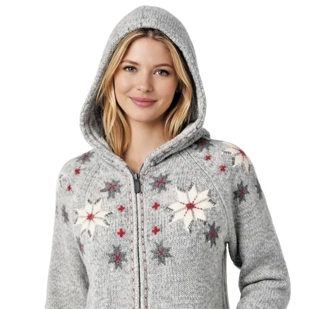 Eddie Bauer Collectible Holiday 2008 Full Zip Lambswool Blend Sweater Hoodie XXL